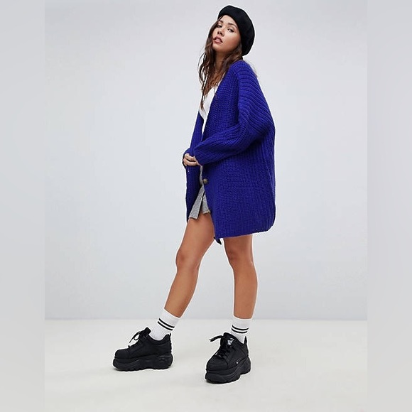 Gorgeous royal blue thick winter wool tweed coat jacket - Picture 1 of 8